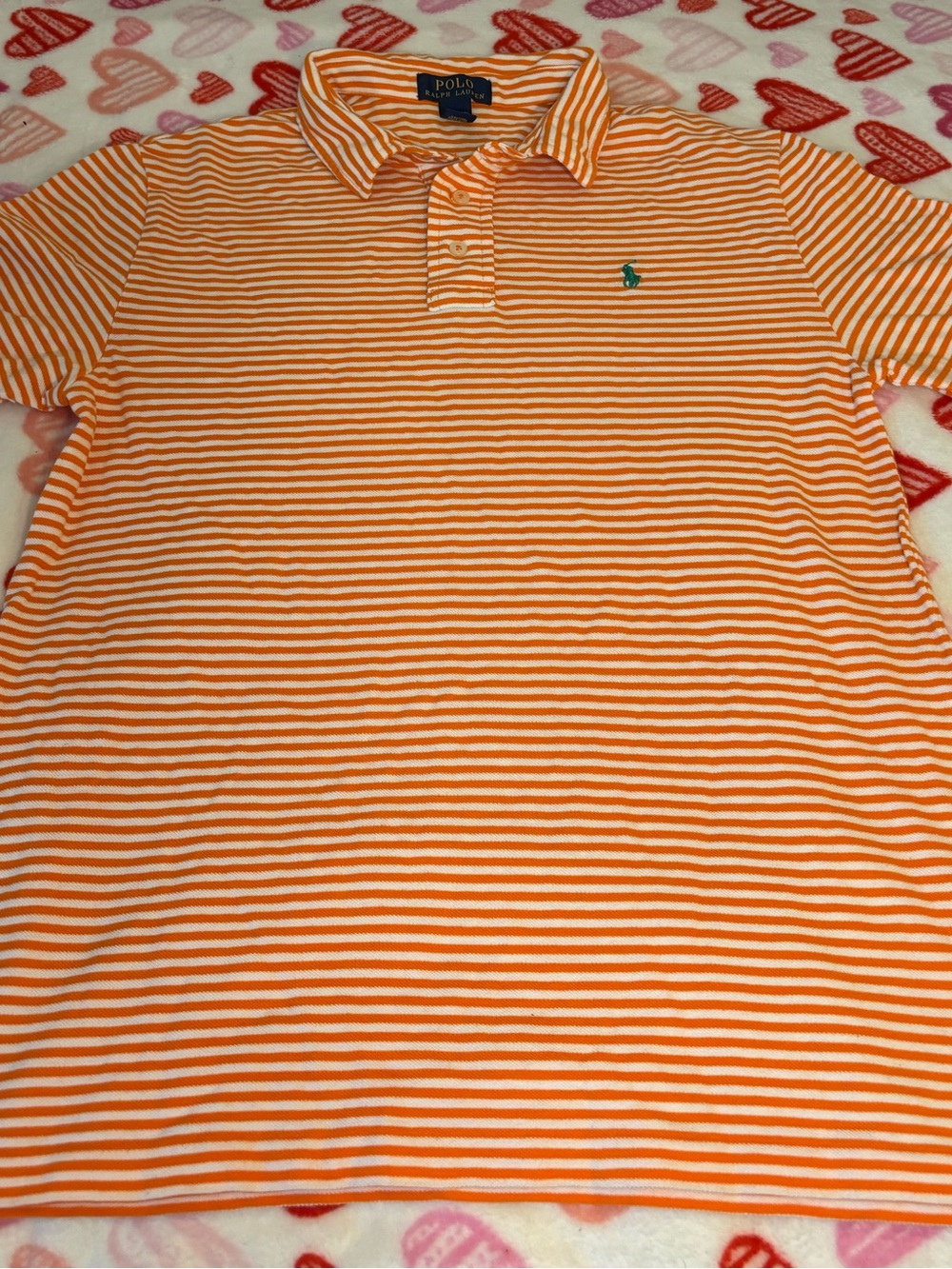 Polo Ralph Lauren Orange & White Striped Polo Shirt